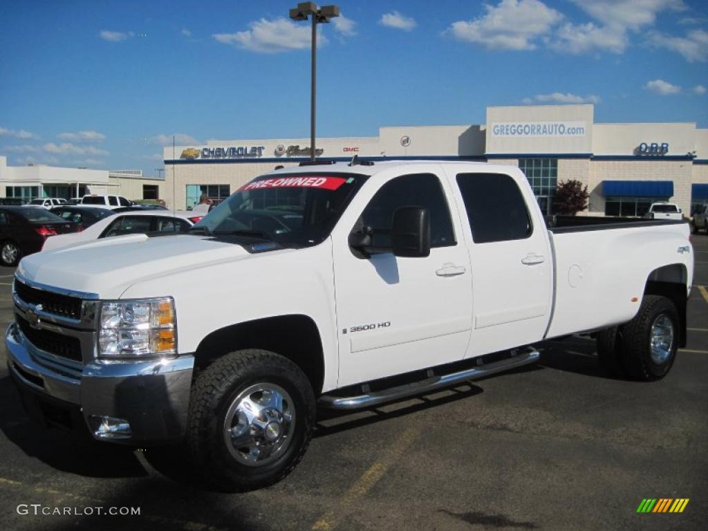 2008 Silverado 3500HD LTZ Crew Cab 4x4 Dually - Summit White / Light Cashmere/Ebony photo #1