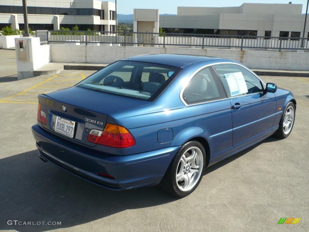 2001 3 Series 330i Coupe - Topaz Blue Metallic / Grey photo #7