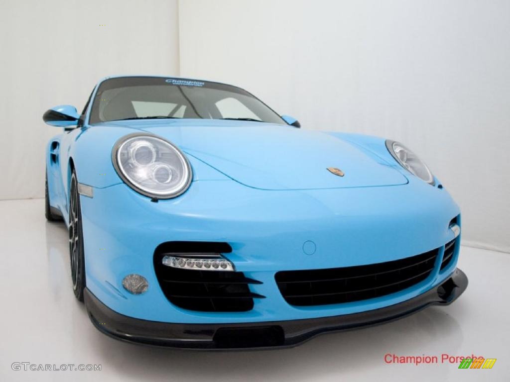 2010 911 Turbo Coupe - Light Blue Paint to Sample / Black photo #4
