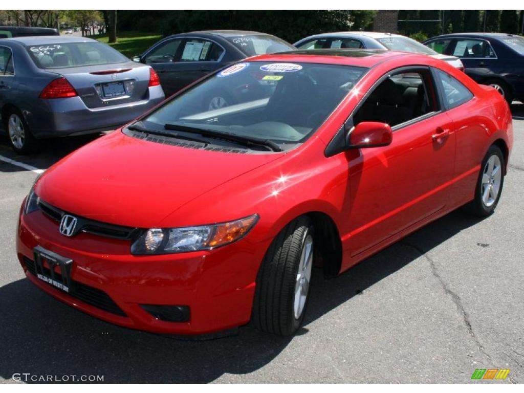 2007 Civic EX Coupe - Tango Red Pearl / Black photo #2