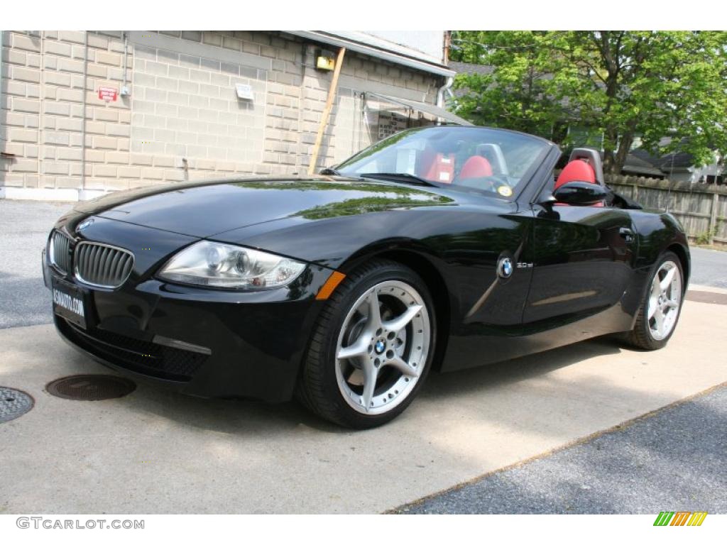 2007 Z4 3.0si Roadster - Jet Black / Dream Red photo #2