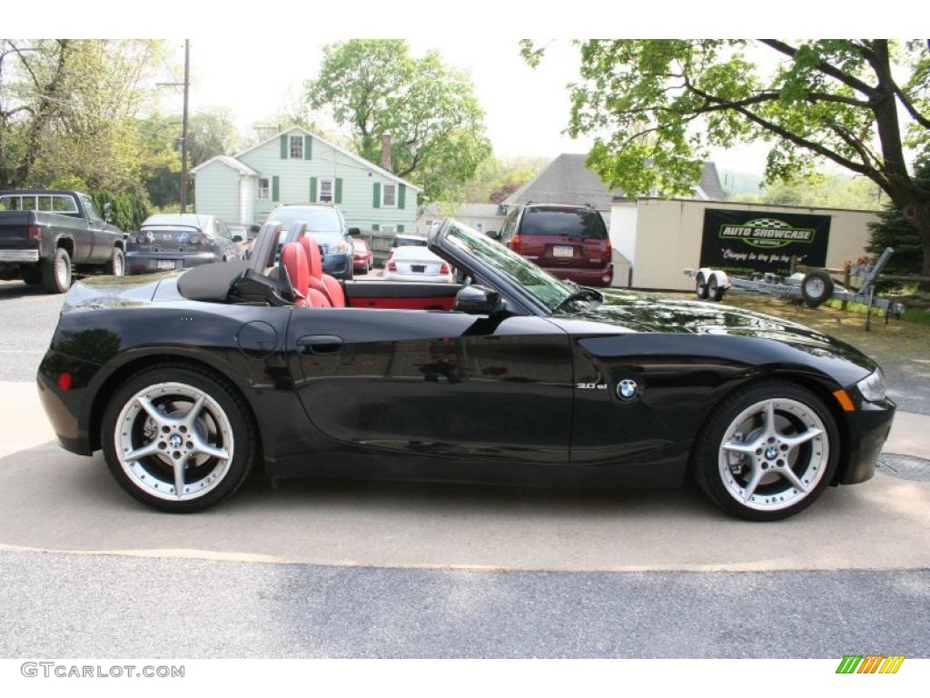 2007 Z4 3.0si Roadster - Jet Black / Dream Red photo #8