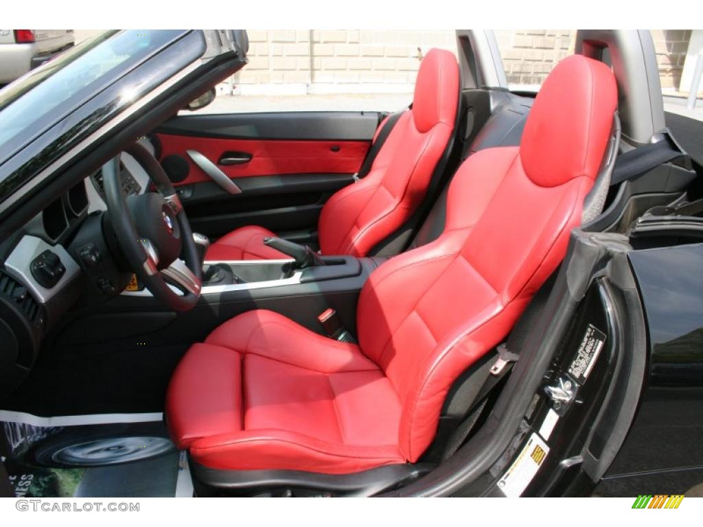 2007 Z4 3.0si Roadster - Jet Black / Dream Red photo #16