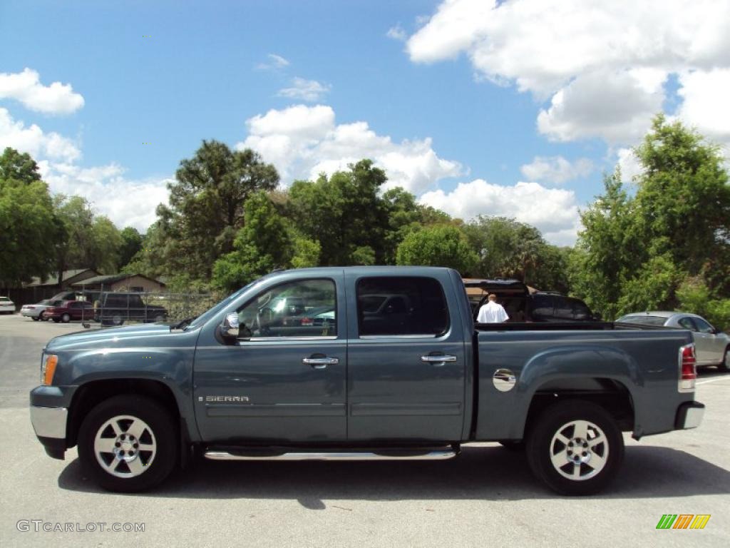 2007 Sierra 1500 SLT Crew Cab - Stealth Gray Metallic / Dark Titanium/Light Titanium photo #2