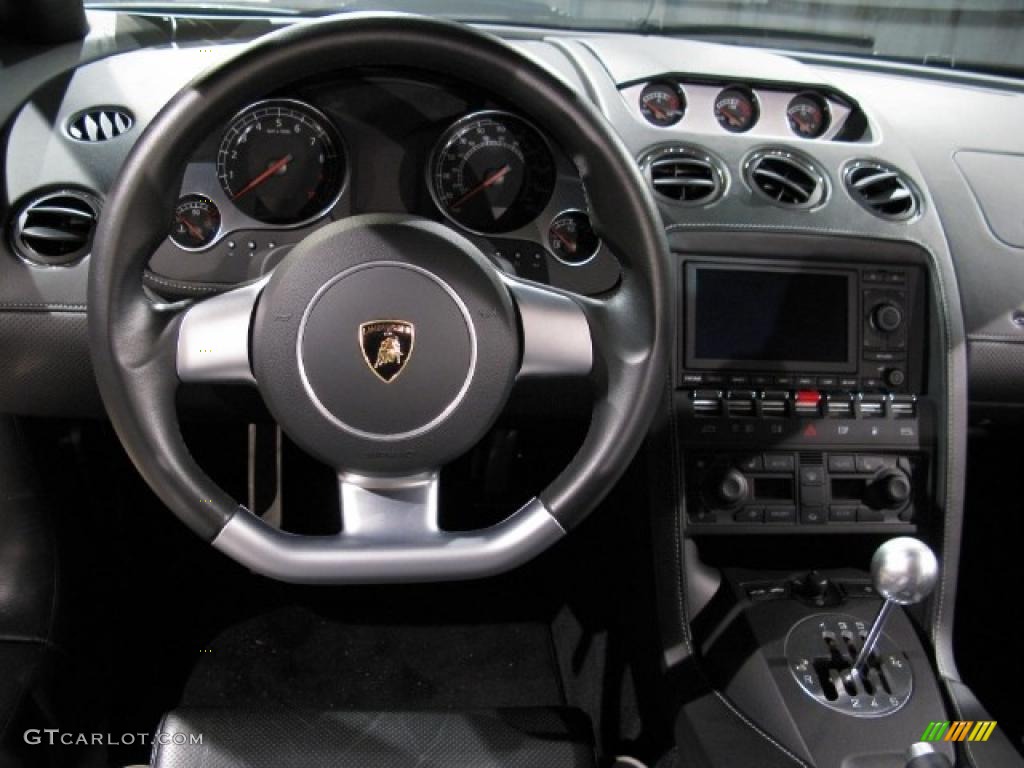 2007 Lamborghini Gallardo Spyder Black Steering Wheel Photo #28721206