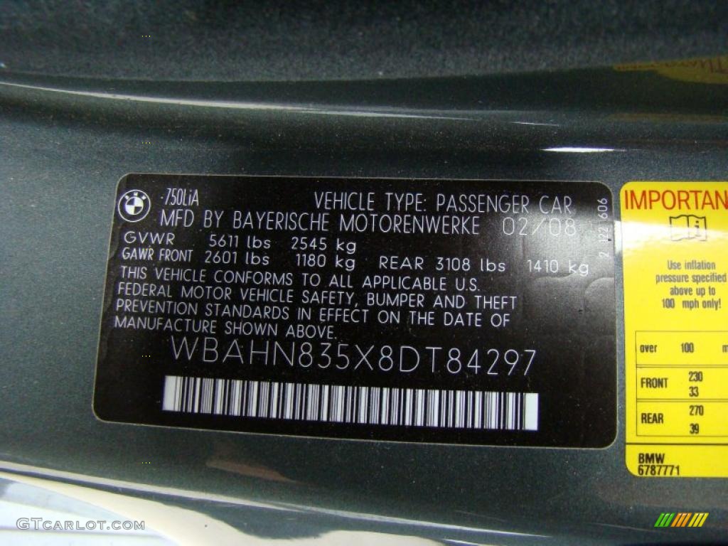 2008 7 Series 750Li Sedan - Titanium Grey Metallic / Black photo #15