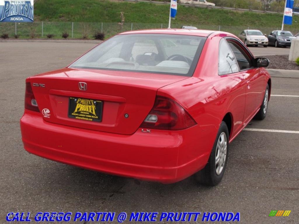 2002 Civic LX Coupe - Rally Red / Beige photo #7