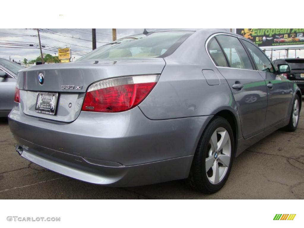 2007 5 Series 530xi Sedan - Silver Grey Metallic / Beige photo #20