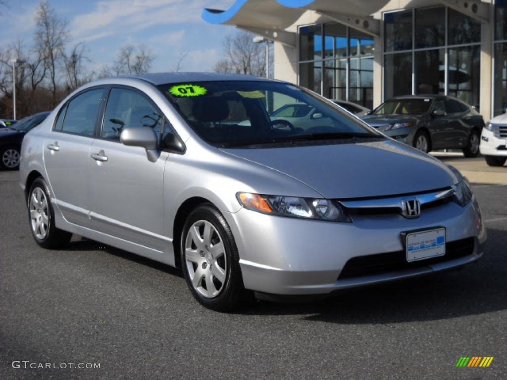 2007 Civic LX Sedan - Alabaster Silver Metallic / Gray photo #1