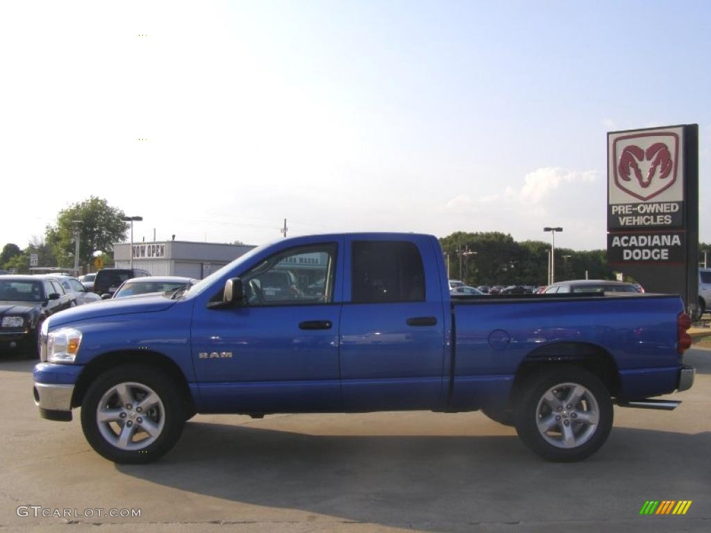 2008 Ram 1500 ST Quad Cab - Electric Blue Pearl / Medium Slate Gray photo #2