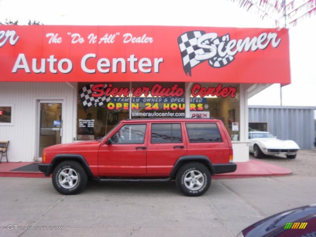 1998 Cherokee Sport 4x4 - Bright Red / Mist Gray photo #1