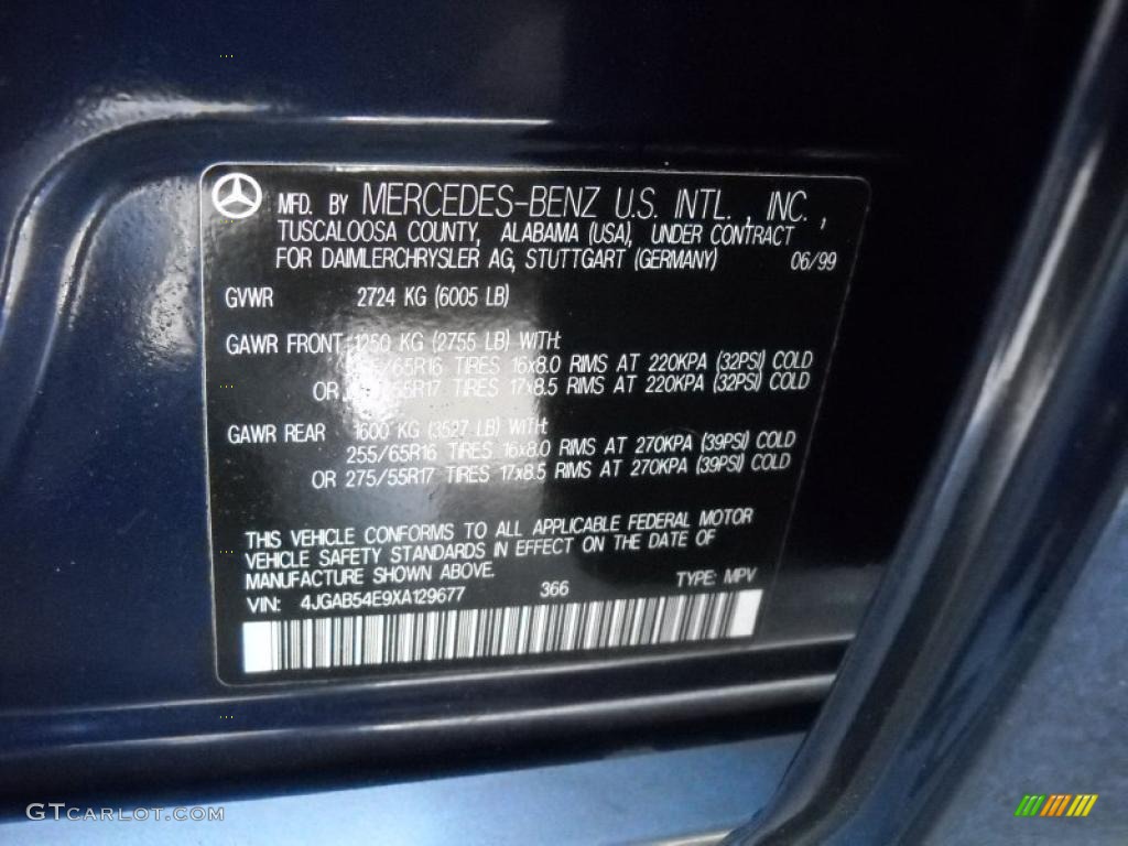 1999 ML 320 4Matic - Azure Blue Metallic / Grey photo #9