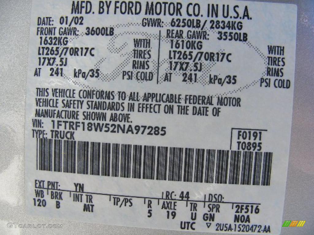 2002 F150 FX4 Regular Cab 4x4 - Silver Metallic / Dark Graphite photo #28