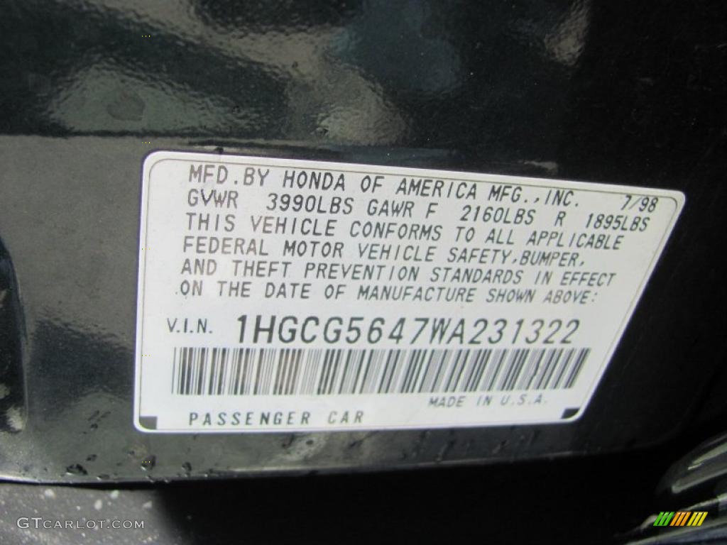 1998 Accord LX Sedan - Dark Emerald Pearl / Ivory photo #14