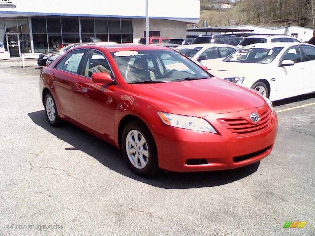 2007 Camry LE V6 - Barcelona Red Metallic / Bisque photo #2