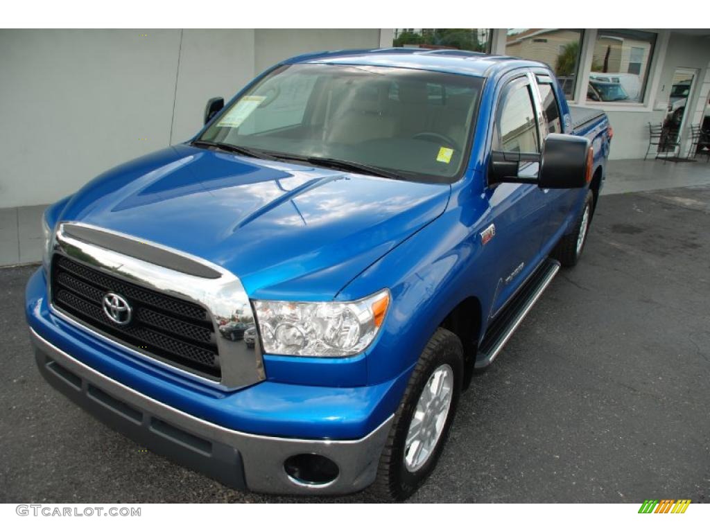 2007 Tundra SR5 TRD Double Cab 4x4 - Blue Streak Metallic / Beige photo #17