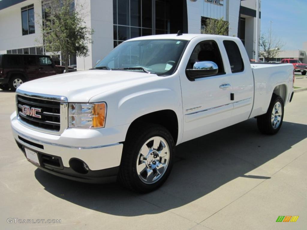 2010 Sierra 1500 SLE Extended Cab - Summit White / Ebony photo #1