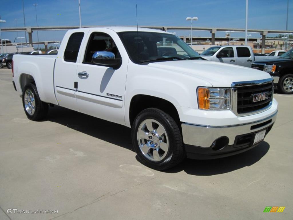 2010 Sierra 1500 SLE Extended Cab - Summit White / Ebony photo #2