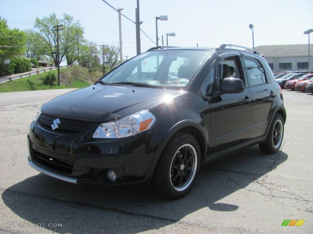2008 SX4 Crossover Touring AWD - Black Pearl Metallic / SWT Black/Red photo #6