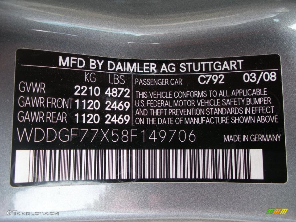 2008 C Color Code 792 for Palladium Silver Metallic Photo #28785160