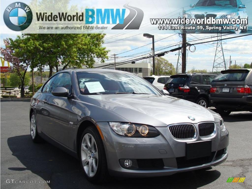 2009 3 Series 328xi Coupe - Space Grey Metallic / Coral Red/Black Dakota Leather photo #3