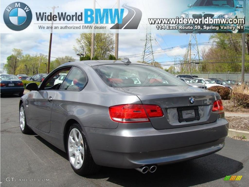 2009 3 Series 328xi Coupe - Space Grey Metallic / Coral Red/Black Dakota Leather photo #6