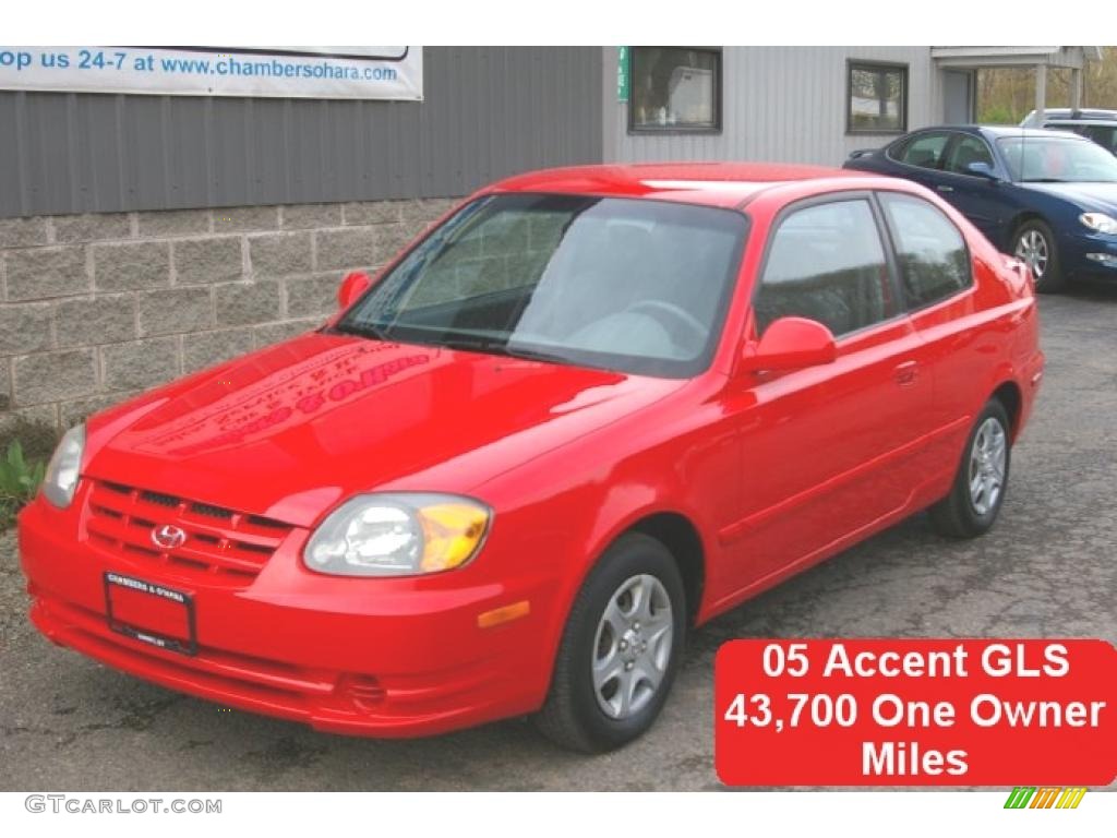 2005 Accent GLS Coupe - Retro Red / Gray photo #1