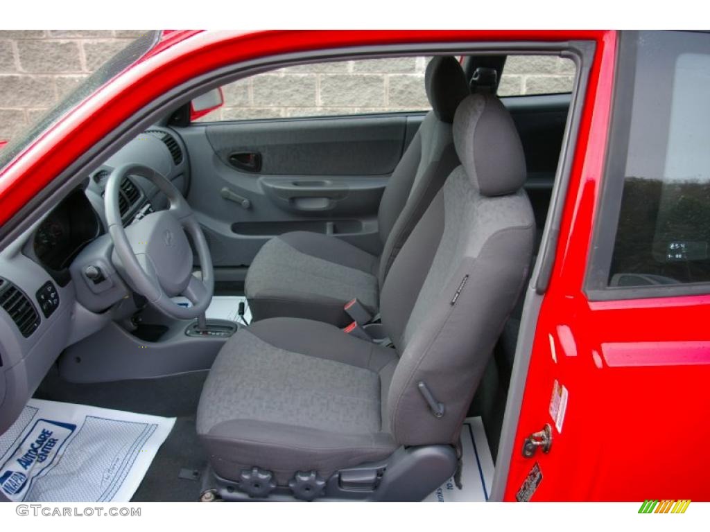 2005 Accent GLS Coupe - Retro Red / Gray photo #3