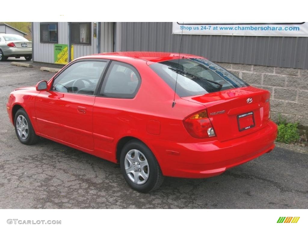 2005 Accent GLS Coupe - Retro Red / Gray photo #8