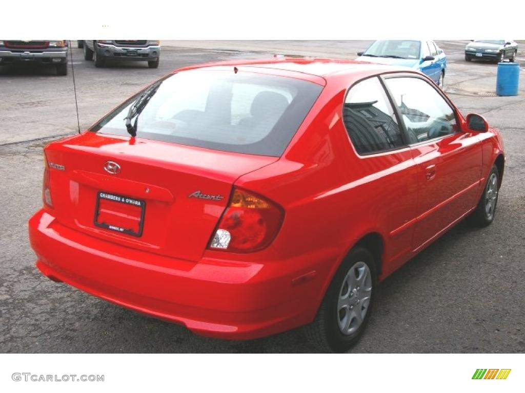 2005 Accent GLS Coupe - Retro Red / Gray photo #9