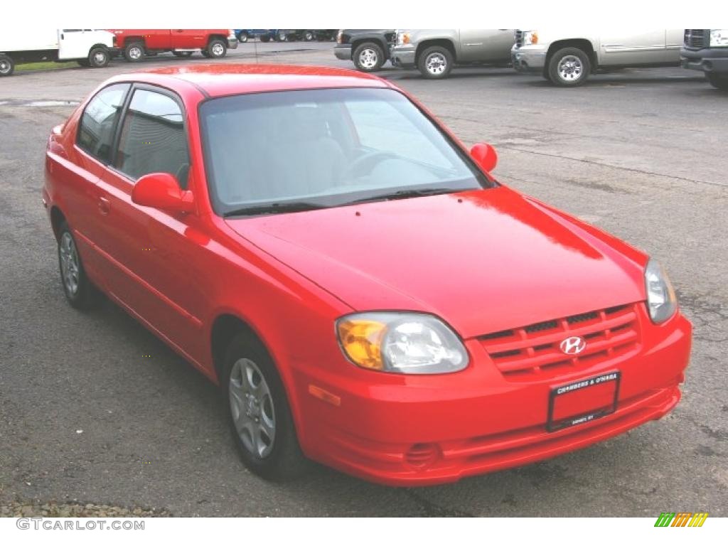 2005 Accent GLS Coupe - Retro Red / Gray photo #12