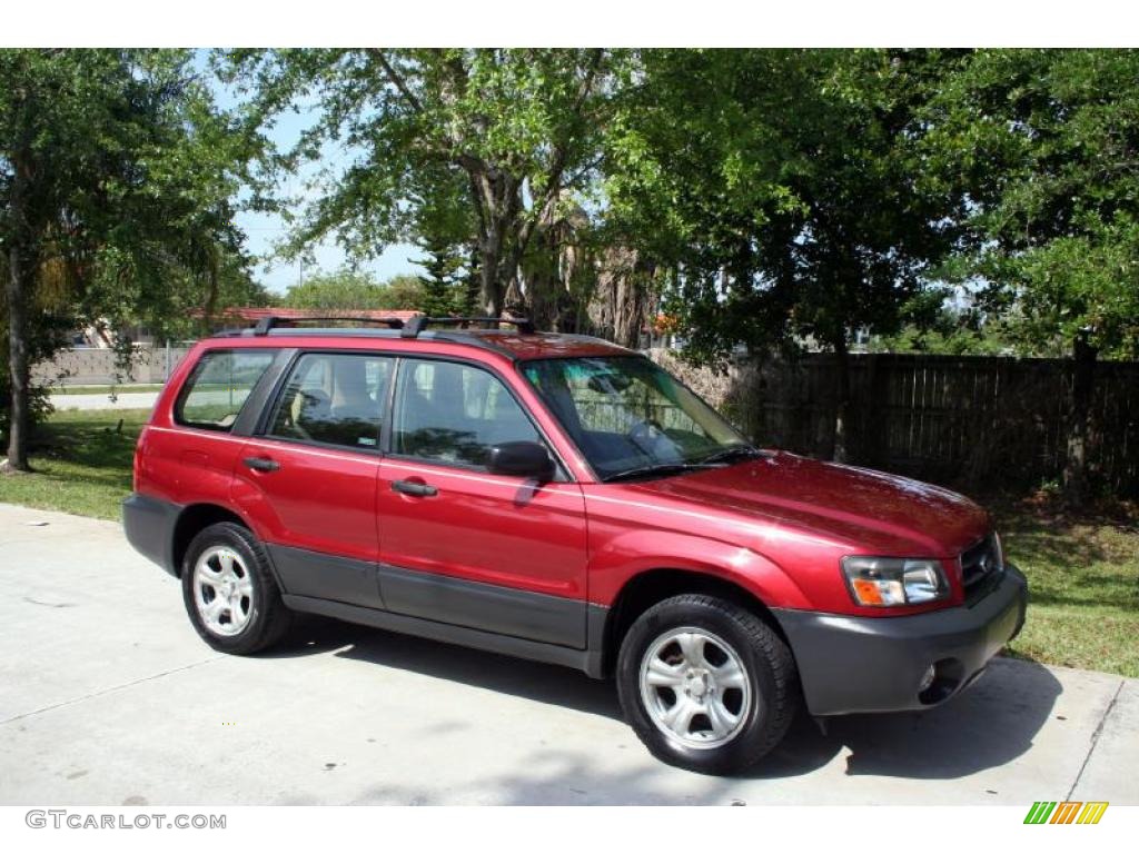 2005 Forester 2.5 X - Cayenne Red Pearl / Beige photo #14