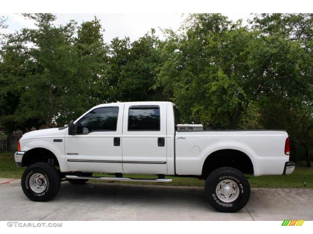 2000 F250 Super Duty Lariat Crew Cab 4x4 - Oxford White / Medium Parchment photo #4