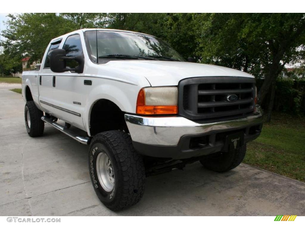 2000 F250 Super Duty Lariat Crew Cab 4x4 - Oxford White / Medium Parchment photo #15