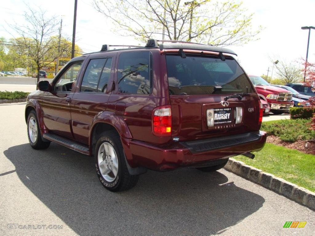 2002 QX4 4x4 - Royal Ruby Metallic / Stone Beige photo #2