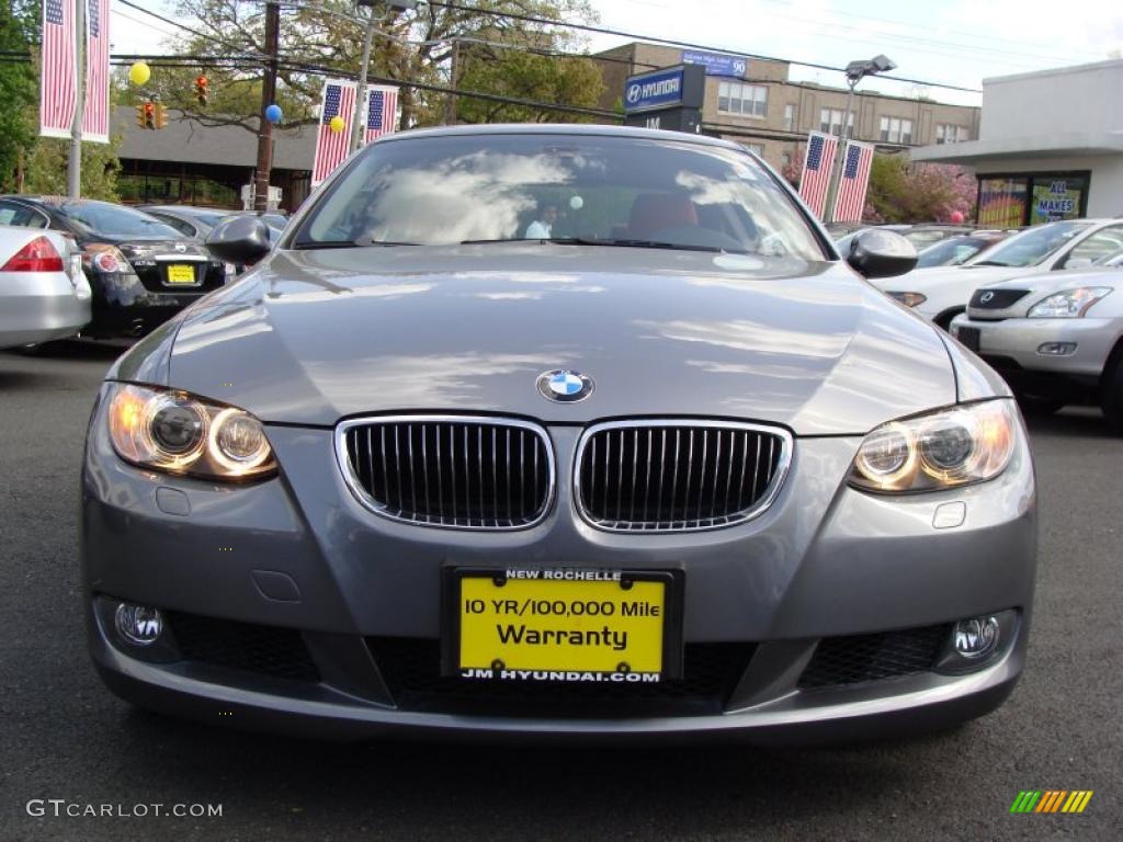 2007 3 Series 328xi Coupe - Space Gray Metallic / Coral Red/Black photo #2