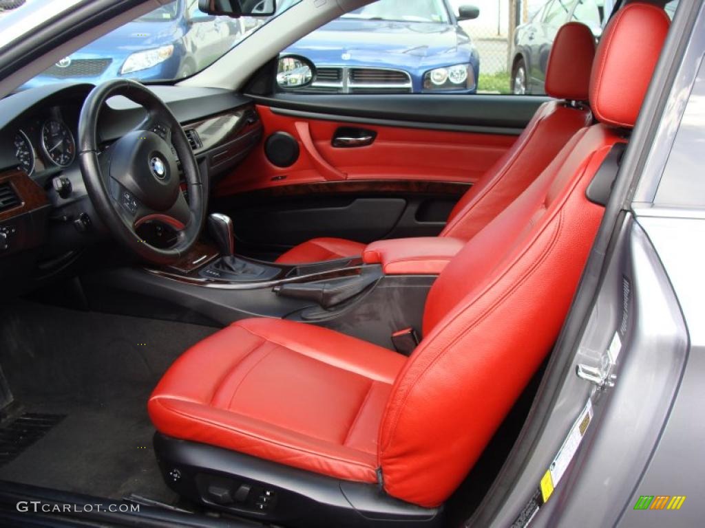 2007 3 Series 328xi Coupe - Space Gray Metallic / Coral Red/Black photo #13