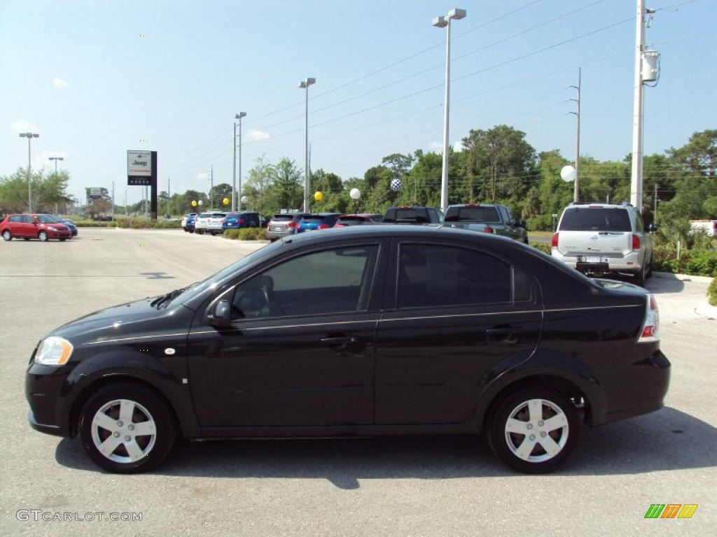 2008 Aveo LS Sedan - Black / Neutral Beige photo #2