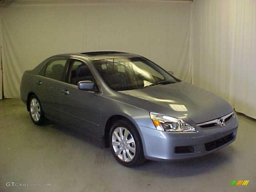 2007 Accord EX-L V6 Sedan - Cool Blue Metallic / Gray photo #1