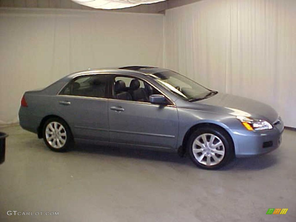 2007 Accord EX-L V6 Sedan - Cool Blue Metallic / Gray photo #3