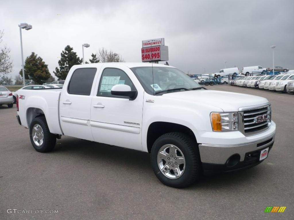 2010 Sierra 1500 SLT Crew Cab 4x4 - Summit White / Light Titanium/Ebony photo #1