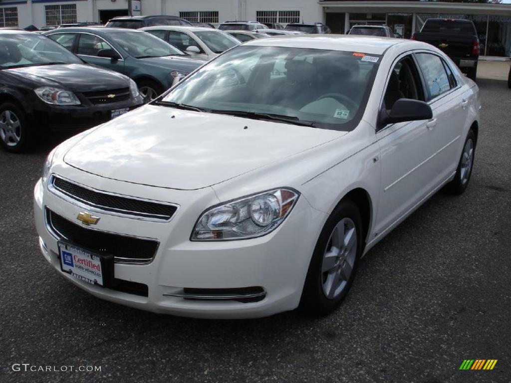 2008 Malibu LS Sedan - White / Titanium Gray photo #1