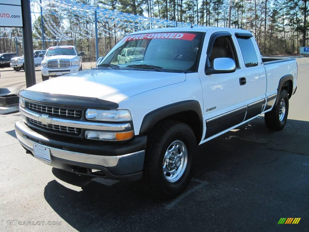 2002 Silverado 2500 LT Extended Cab 4x4 - Summit White / Tan photo #1