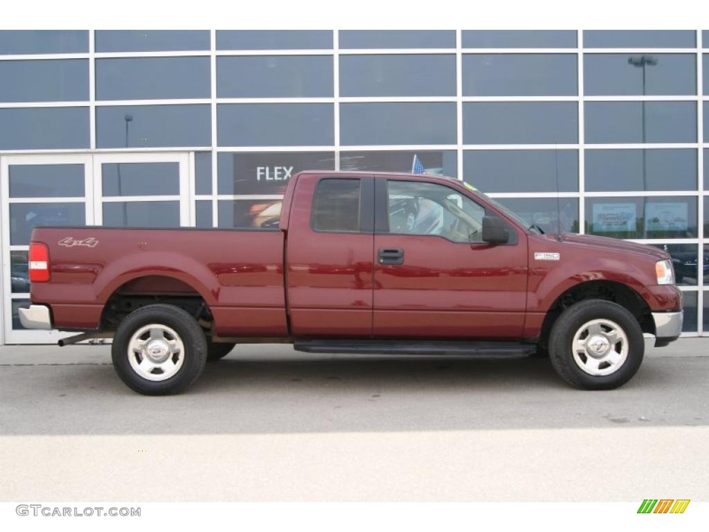 2005 F150 XLT SuperCab 4x4 - Dark Toreador Red Metallic / Tan photo #5