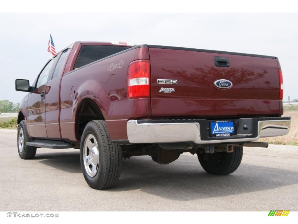 2005 F150 XLT SuperCab 4x4 - Dark Toreador Red Metallic / Tan photo #9