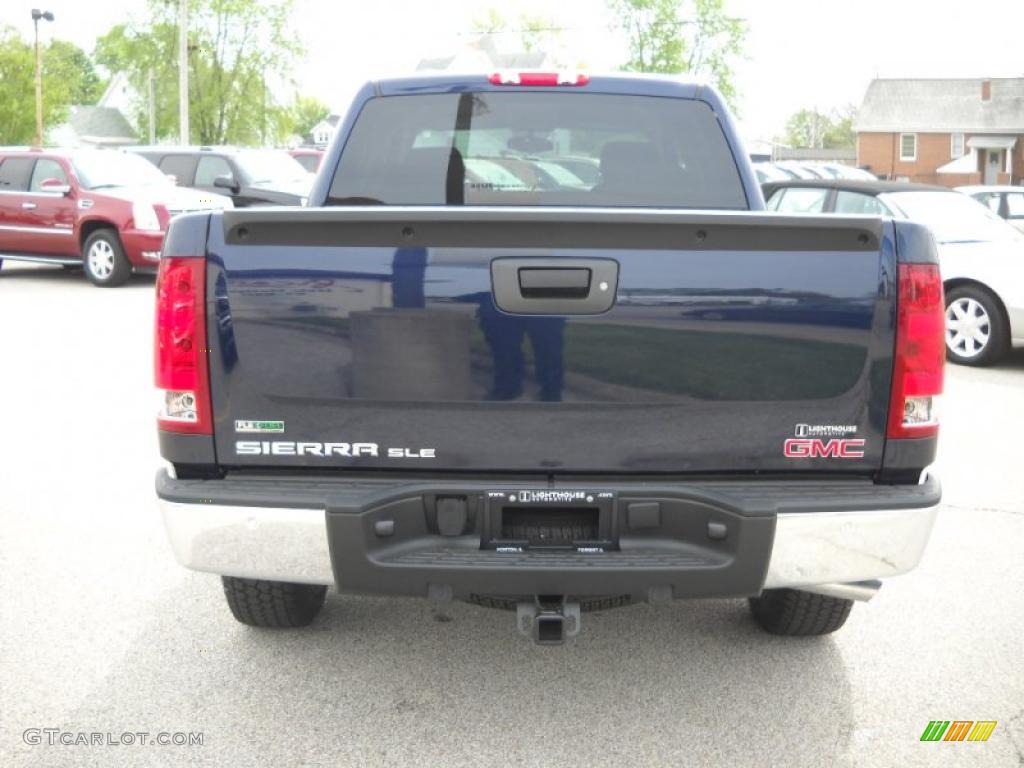 2010 Sierra 1500 SLE Crew Cab 4x4 - Midnight Blue Metallic / Ebony photo #8