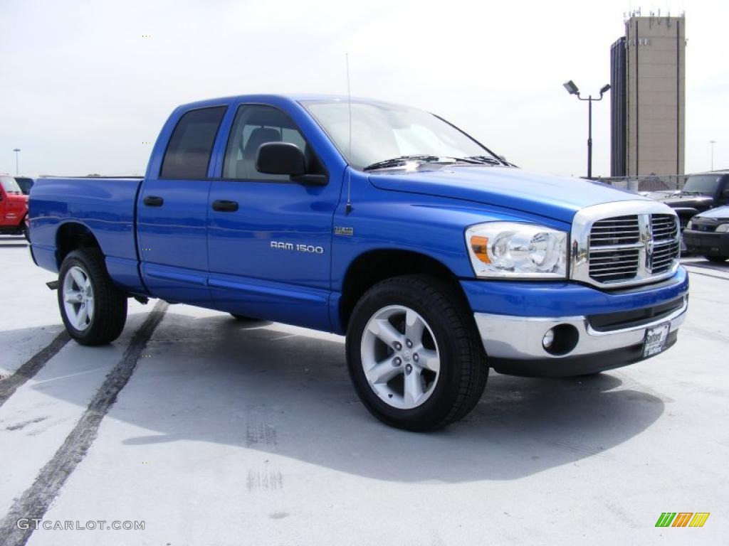 2007 Ram 1500 SLT Quad Cab 4x4 - Electric Blue Pearl / Medium Slate Gray photo #3