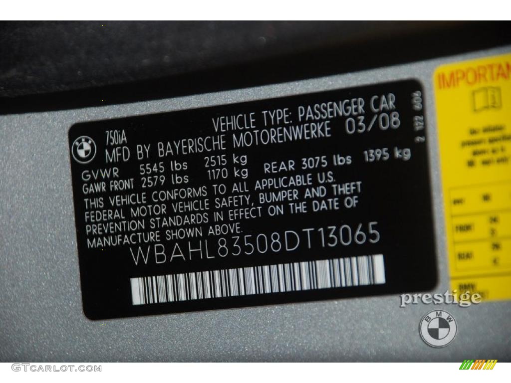 2008 7 Series 750i Sedan - Titanium Silver Metallic / Black photo #12