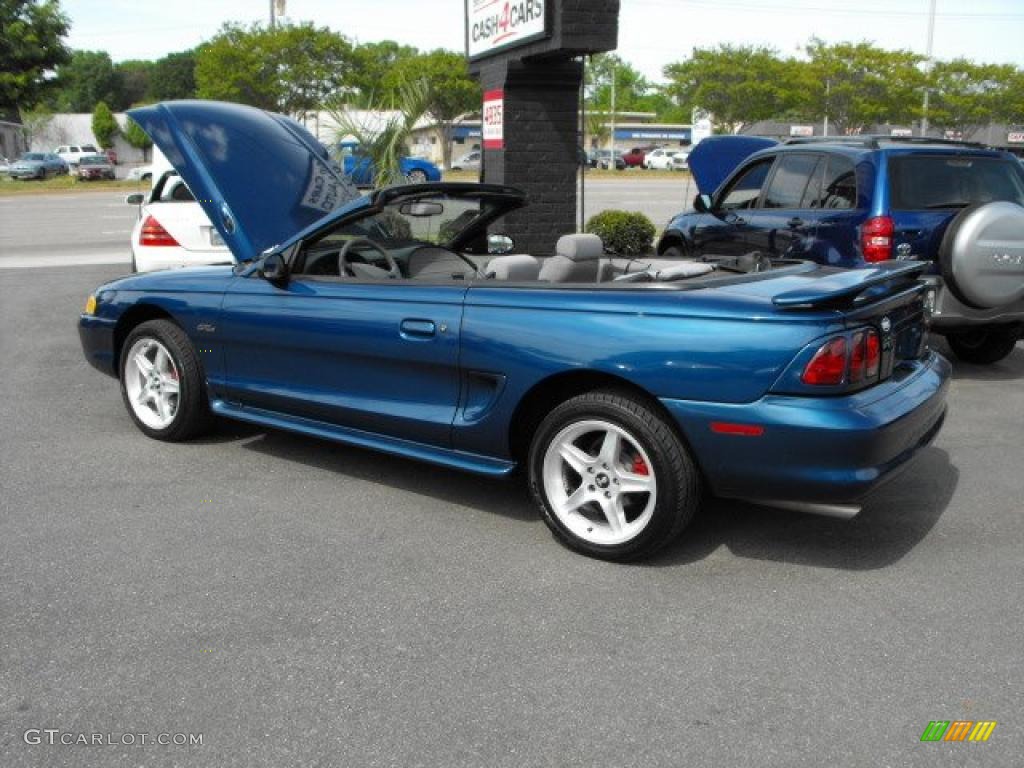 1998 Mustang GT Convertible - Atlantic Blue Metallic / Medium Graphite photo #3
