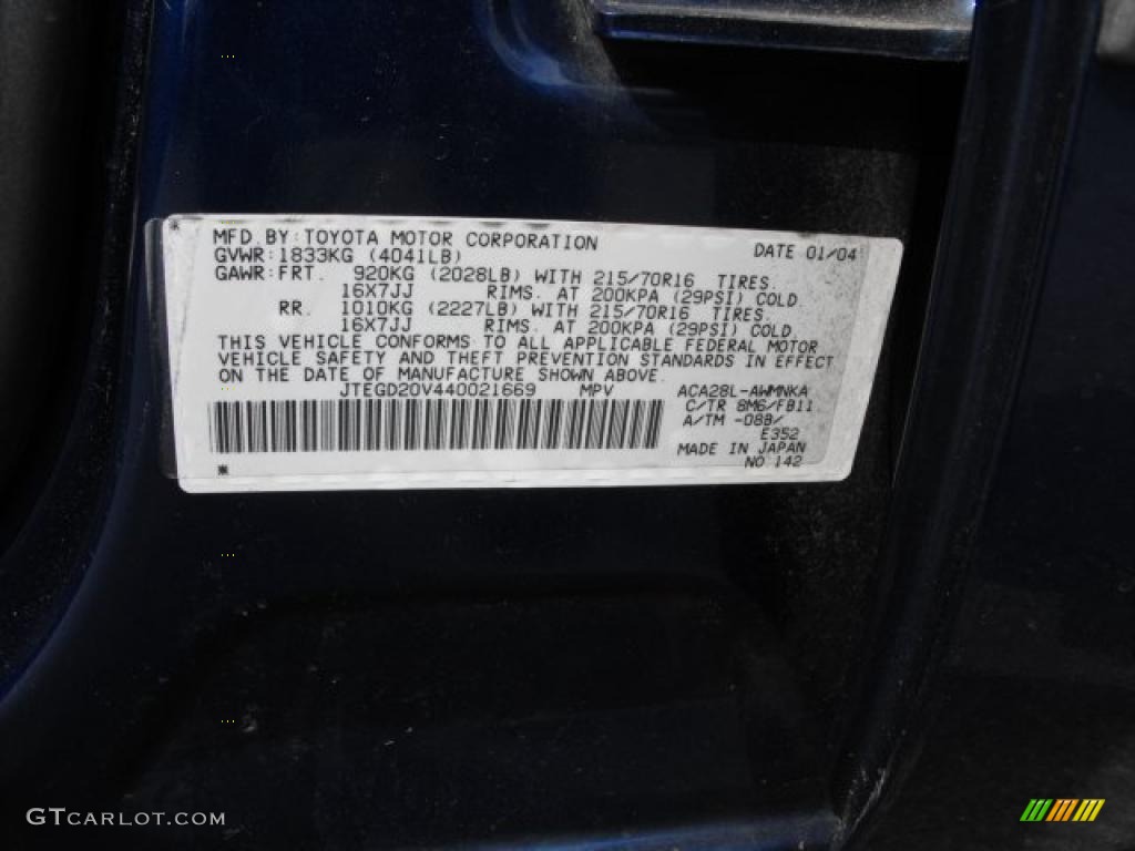 2004 RAV4  - Spectra Blue Mica / Dark Charcoal photo #22